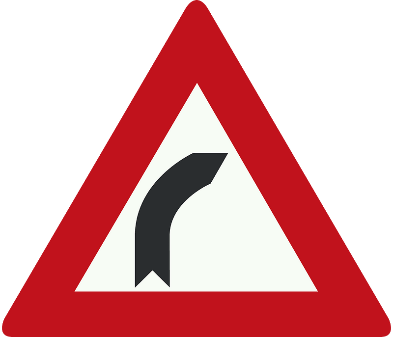 Bend ahead sign in Netherlands
