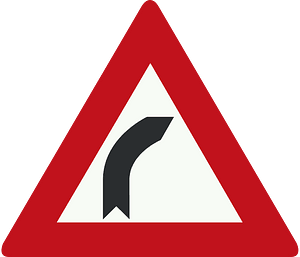 Bend ahead sign in Netherlands