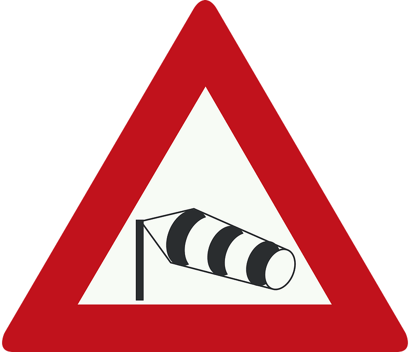 Dangerous crosswinds sign in Netherlands