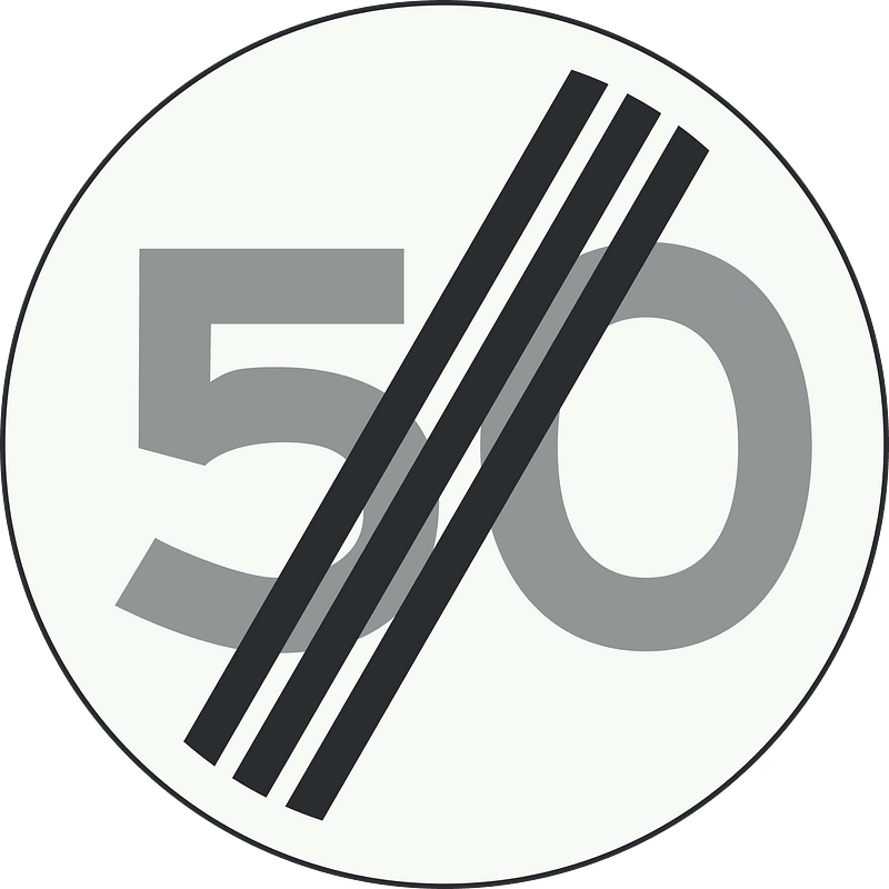 End of maximum speed limit sign in Netherlands