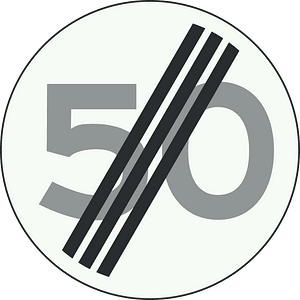 End of maximum speed limit sign in Netherlands