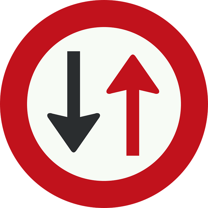 Give way to oncoming traffic sign in Netherlands