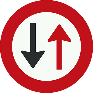 Give way to oncoming traffic sign in Netherlands