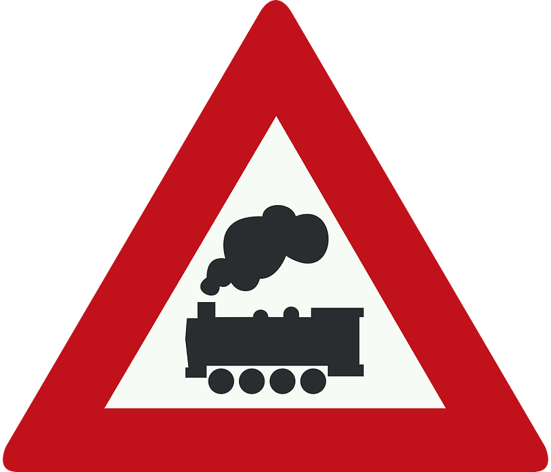 Level crossing without barriers ahead sign in Netherlands