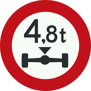 Maximum weight per axle sign in Netherlands