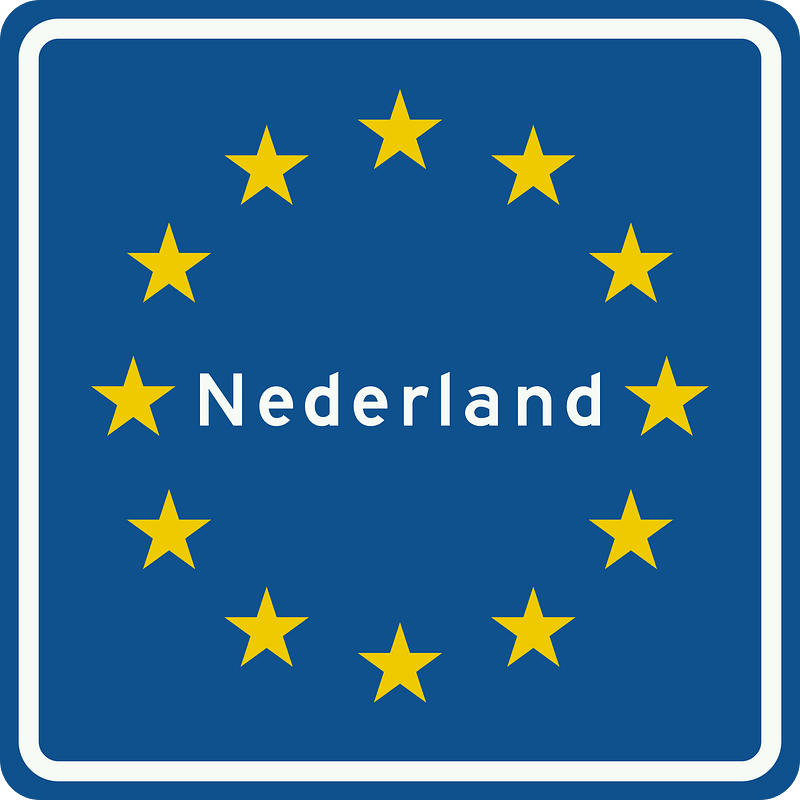 National border sign in Netherlands