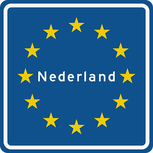 National border sign in Netherlands
