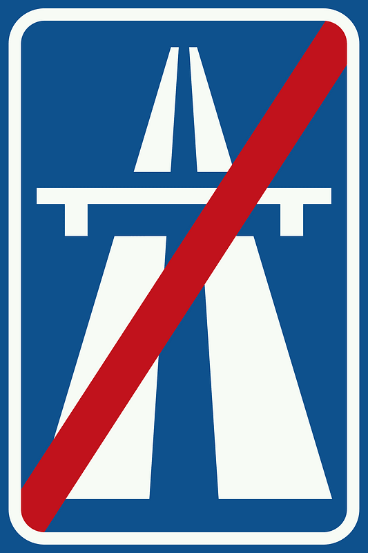 Motorway ends sign in Netherlands