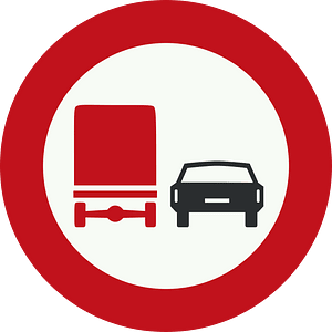 No overtaking by heavy goods vehicles sign in Netherlands