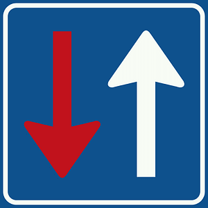 Priority over oncoming vehicles sign in Netherlands