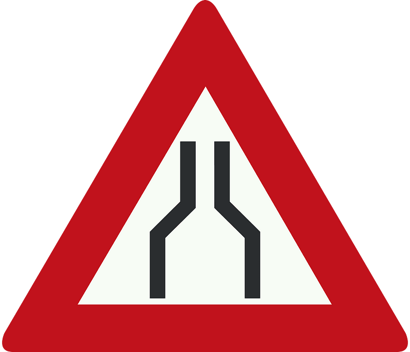 Road narrows on both sides sign in Netherlands