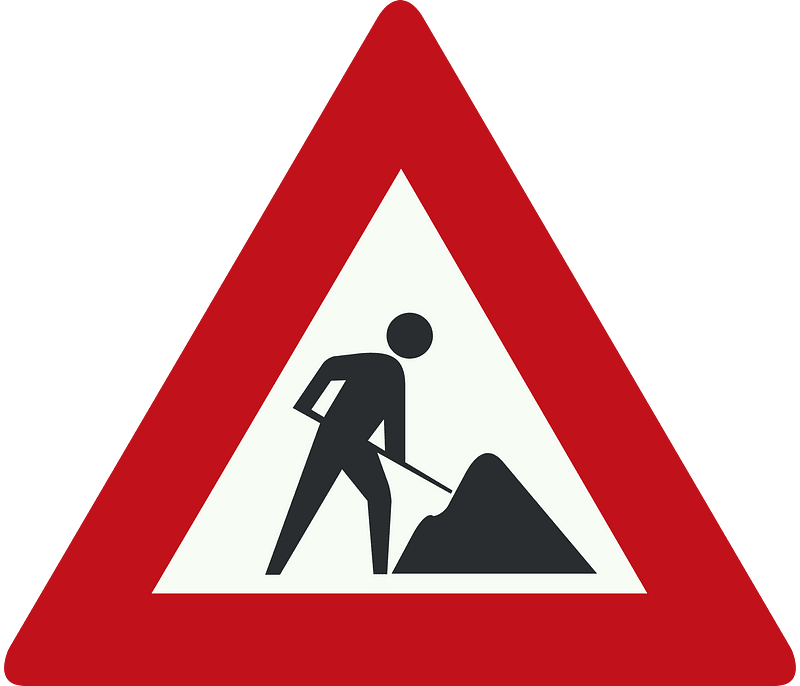 Roadworks ahead sign in Netherlands