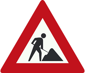 Roadworks ahead sign in Netherlands