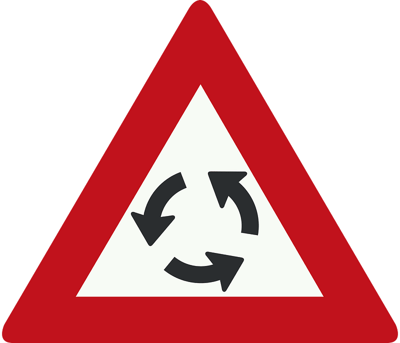 Roundabout ahead sign in Netherlands