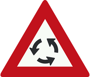 Roundabout ahead sign in Netherlands