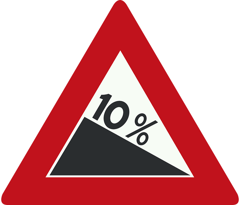 Steep descent sign in Netherlands