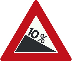 Steep descent sign in Netherlands