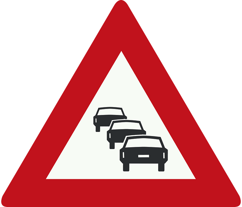 Traffic queues likely ahead sign in Netherlands
