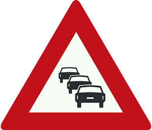 Traffic queues likely ahead sign in Netherlands