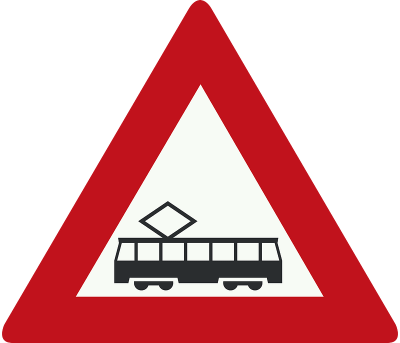 Tram crossing sign in Netherlands