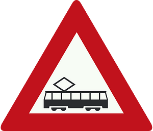 Tram crossing sign in Netherlands