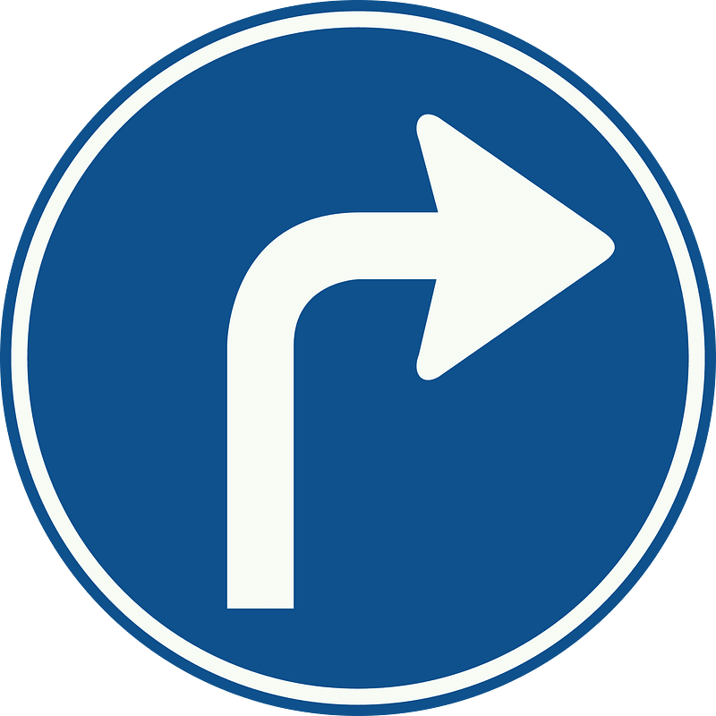 Turn right ahead only sign in Netherlands