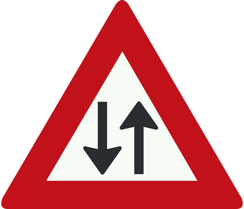 Two-way traffic ahead sign in Netherlands