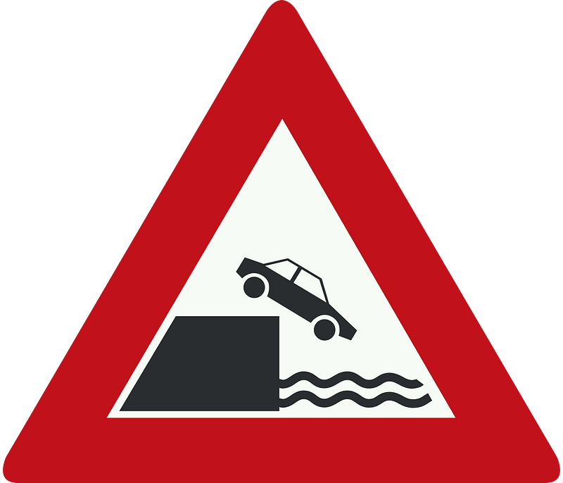 Unprotected quayside or riverbank sign in Netherlands