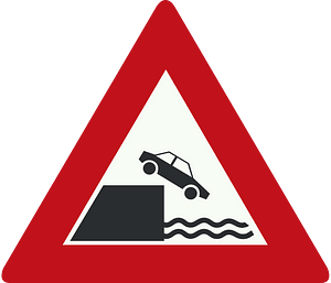 Unprotected quayside or riverbank sign in Netherlands