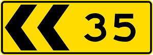 Chevron (Sharp Turn) sign in New Zealand
