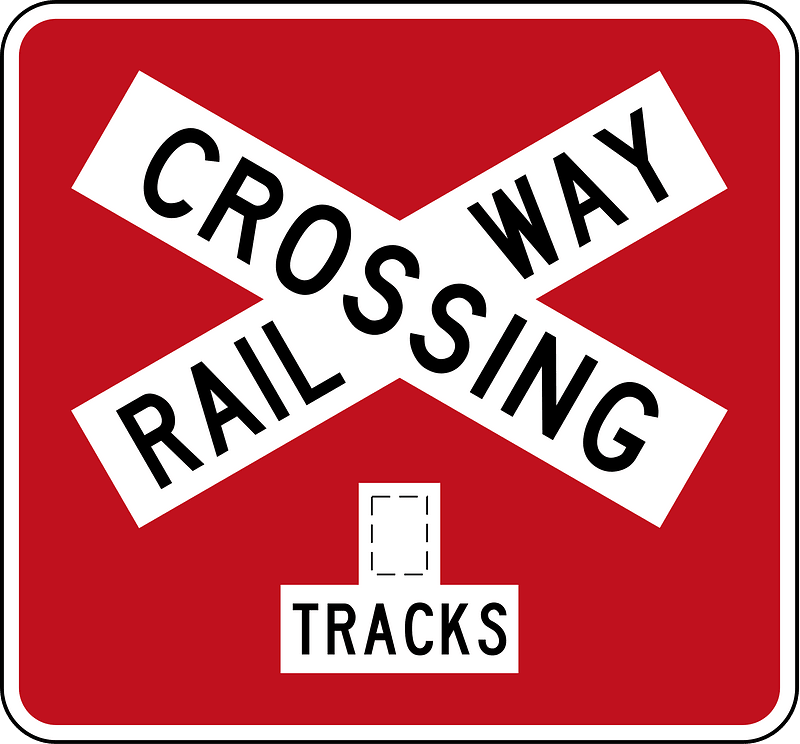 Level crossing (multiple tracks) sign in New Zealand