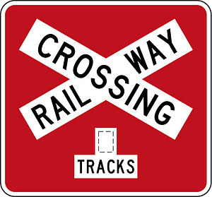 Level crossing (multiple tracks) sign in New Zealand