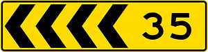 Chevron (Sharp Turn) sign in New Zealand