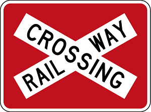Railroad crossbuck sign in New Zealand