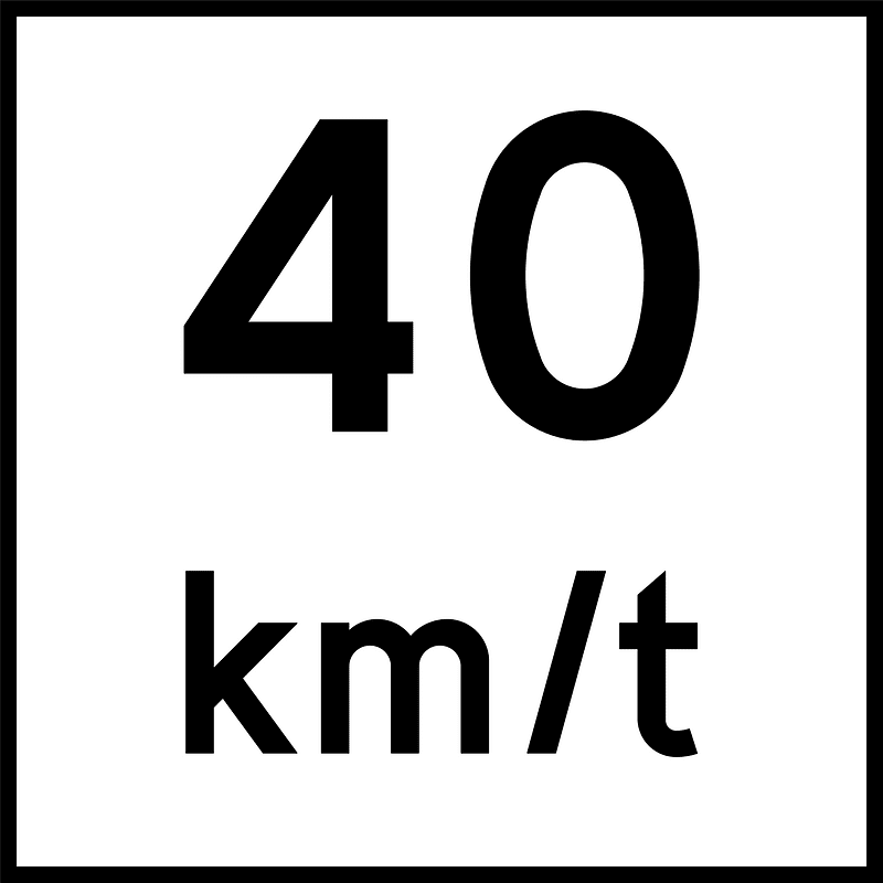 Advisory speed sign in Norway