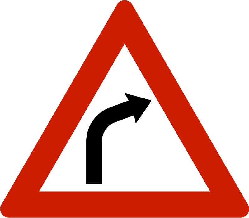 Bend ahead sign in Norway
