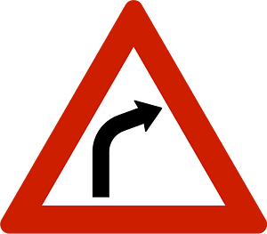Bend ahead sign in Norway
