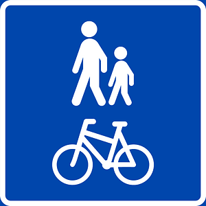 Bicycles and pedestrians only sign in Norway