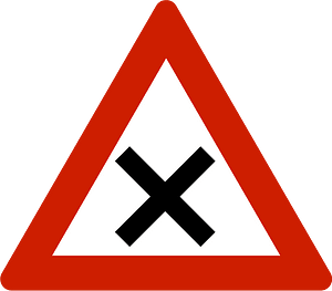 Crossroads with priority to the right sign in Norway