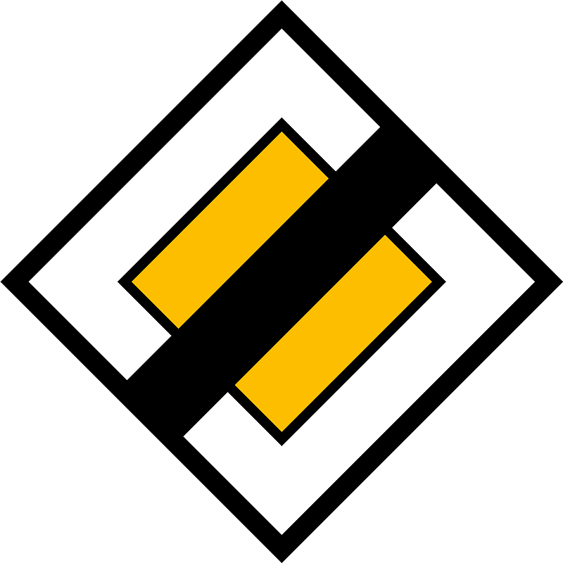 End of priority road sign in Norway