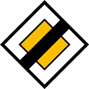 End of priority road sign in Norway
