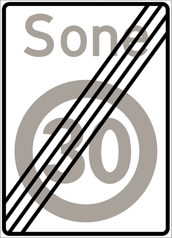 End of speed limit zone sign in Norway