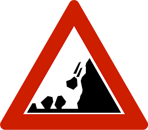 Falling rocks or debris sign in Norway