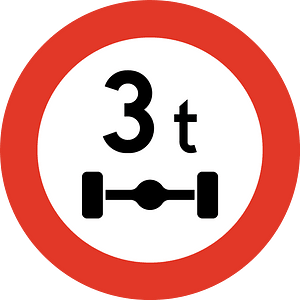 Maximum weight per axle sign in Norway