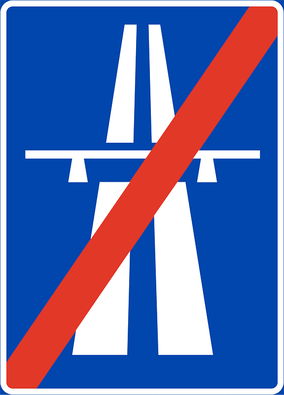 Motorway ends sign in Norway
