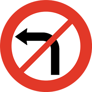 No left turn sign in Norway