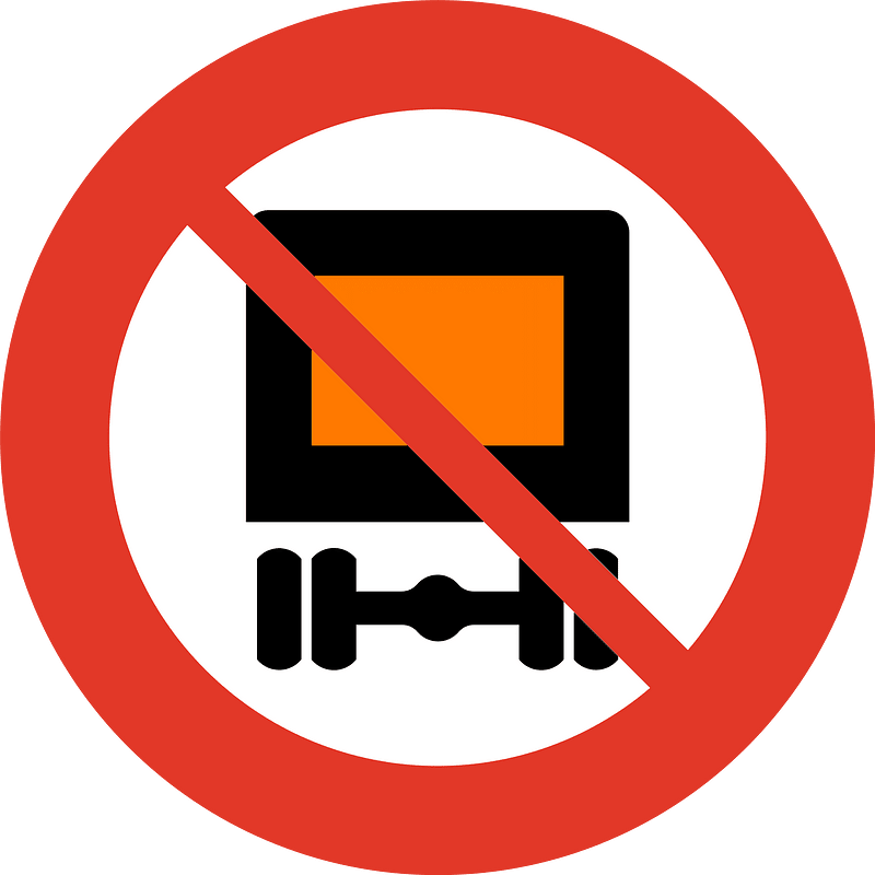 No vehicles carrying dangerous goods sign in Norway