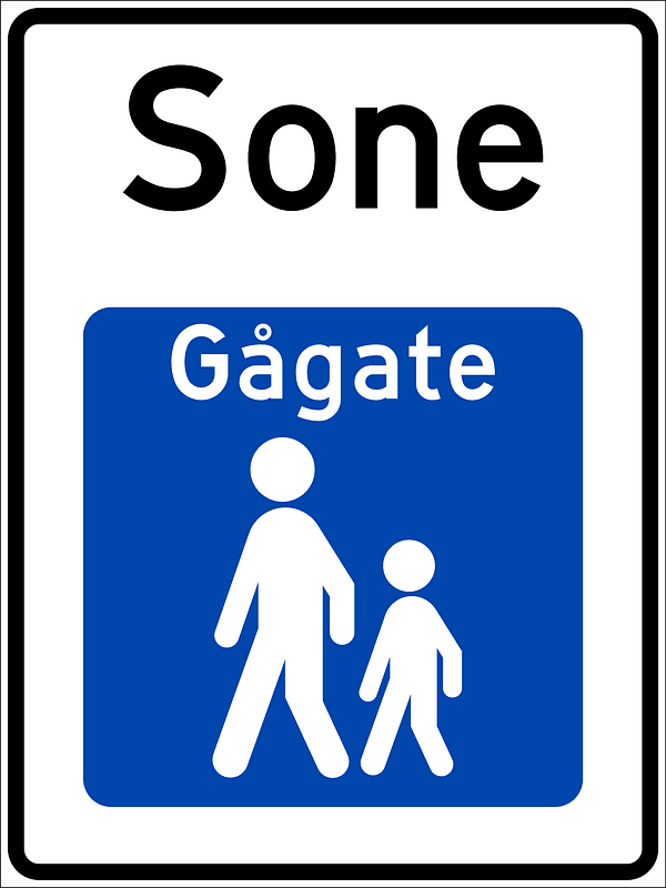 Pedestrian zone sign in Norway