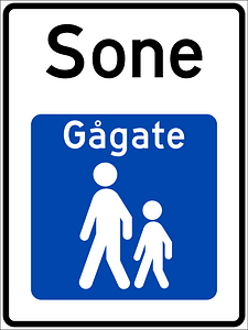 Pedestrian zone sign in Norway