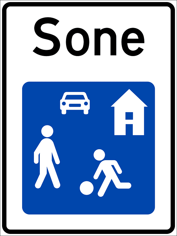 Residential area / living street sign in Norway